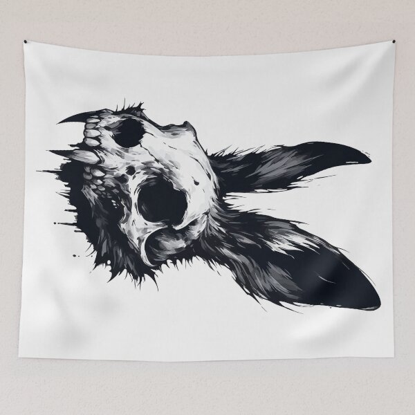 Item preview, Monochromatic Goth Vampire Bunny Skull designed and sold by TomFrontierArt.