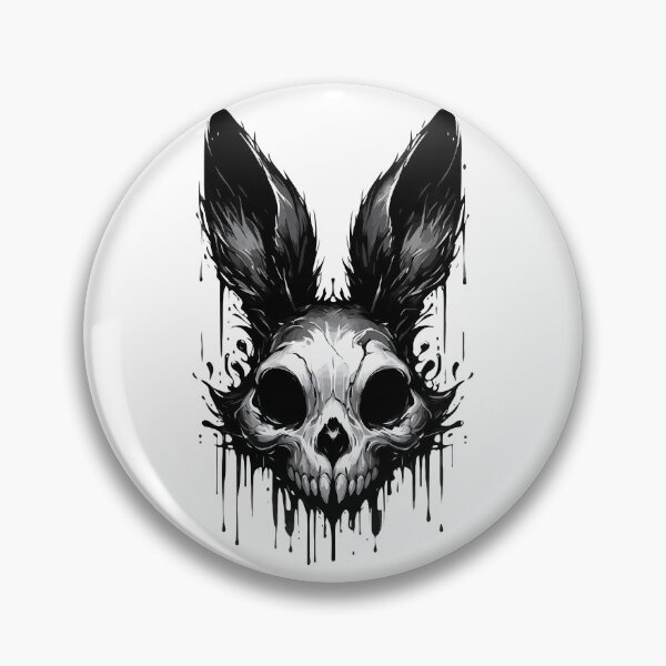 Item preview, Creepy Monochromatic Goth Vampire Bunny Skull designed and sold by TomFrontierArt.