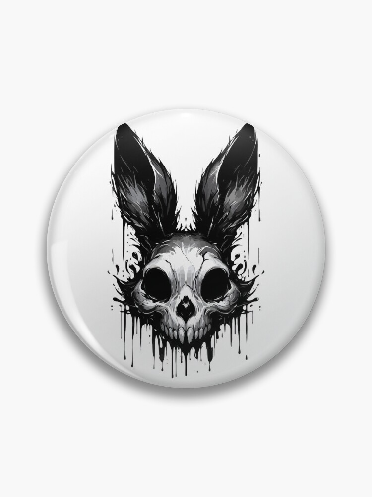 Creepy Monochromatic Goth Vampire Bunny Skull