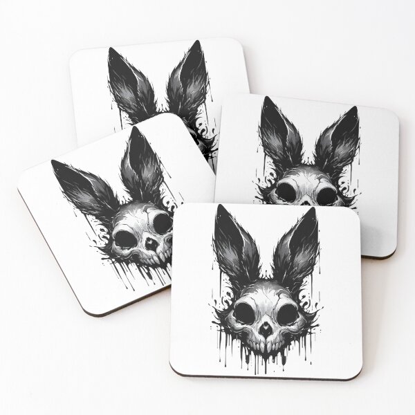 Item preview, Creepy Monochromatic Goth Vampire Bunny Skull designed and sold by TomFrontierArt.