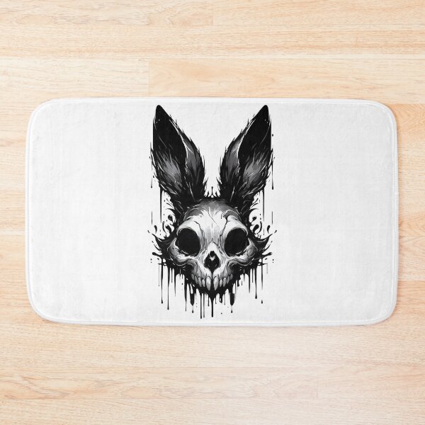 Item preview, Creepy Monochromatic Goth Vampire Bunny Skull designed and sold by TomFrontierArt.