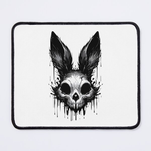 Item preview, Creepy Monochromatic Goth Vampire Bunny Skull designed and sold by TomFrontierArt.