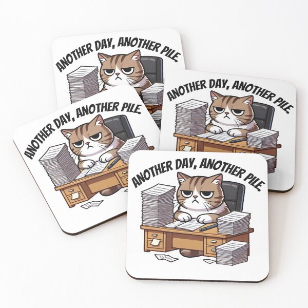 Item preview, Overwhelmed Cat at Work Desk Sticker designed and sold by Design Delinquent.