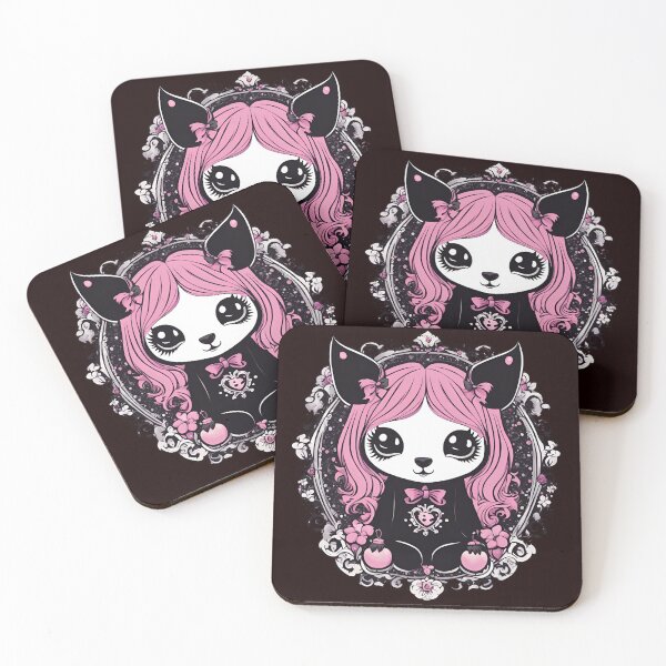 Item preview, Kawaii Goth Style Pink Haired Cat in a Dress designed and sold by DeadWicked.