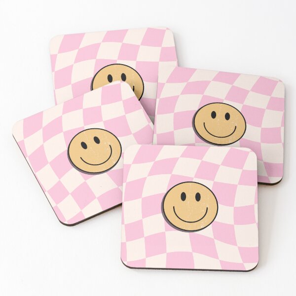 Aperçu de l'œuvre Happy Face Plaid Groovy Rose Smiley Face Retro créée et vendue par Caylen03.