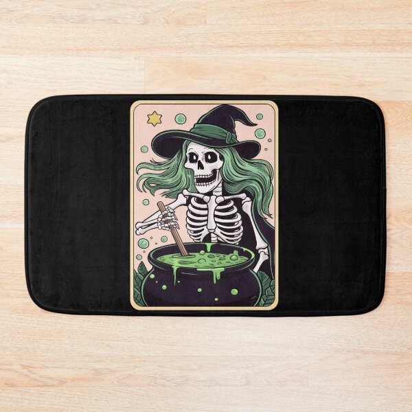 Item preview, Halloween Skeleton Witch Art Print, Spooky Green Gothic Whimsical Skeleton designed and sold by Sasikharn.