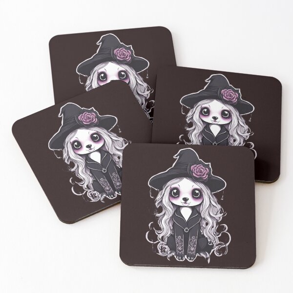 Item preview,  Kawaii Goth Style Witch Puppy in black and purple designed and sold by DeadWicked.