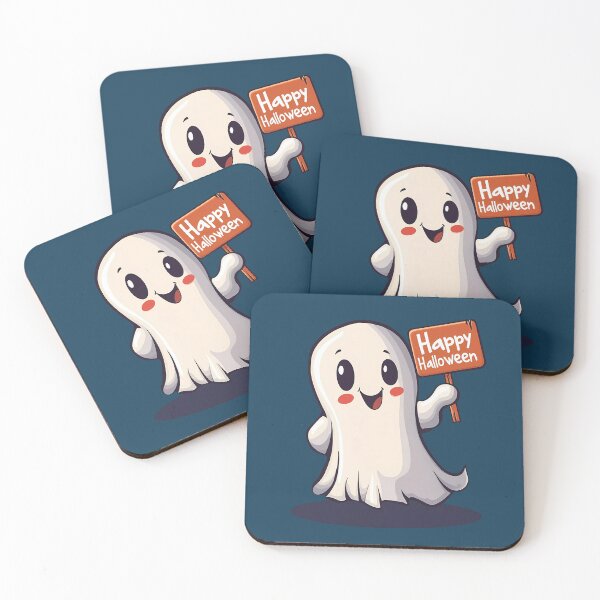 Item preview, Ghost Holding a Happy Halloween Sign designed and sold by LarkspurAndTea.