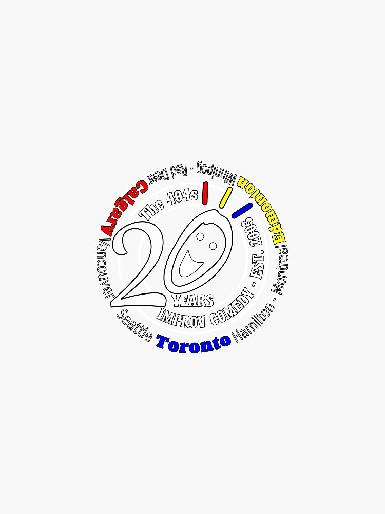 Thumbnail 3 of 3, Sticker, 20 Years of Improv Comedy - The 404s 2023 T-shirt designed and sold by the404s.