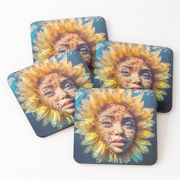 Item preview, "Hybrid Sunflower-Woman in Blue Waters" designed and sold by MacroArtHub.