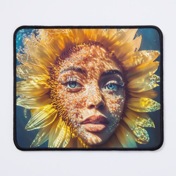 Item preview, "Hybrid Sunflower-Woman in Blue Waters" designed and sold by MacroArtHub.