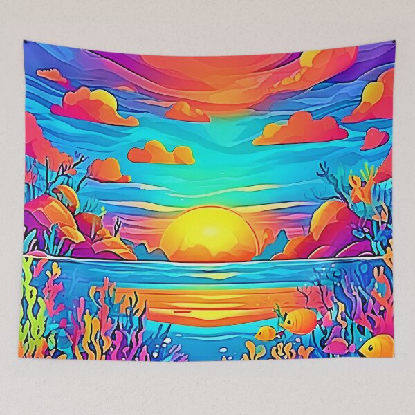 Item preview, Vibrant Underwater Sunset Artwork designed and sold by Health And Fitness Posts e-Store.