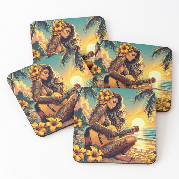 Item preview, GODDESS OF THE TROPICS - Golden Guitar Goddess designed and sold by GoddessTropics.
