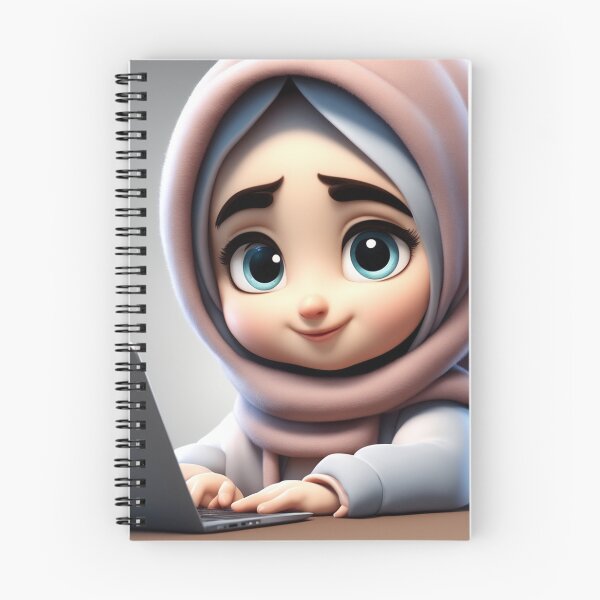 Item preview, Cute Girl in Hijab Working on Laptop Cartoon Vector Icon designed and sold by hjian8219.