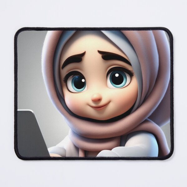 Item preview, Cute Girl in Hijab Working on Laptop Cartoon Vector Icon designed and sold by hjian8219.