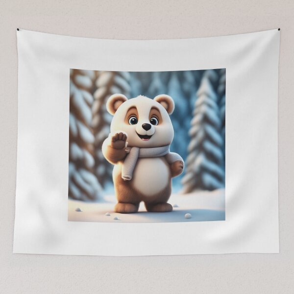 Item preview, Cute Bear Waving Hand in Winter Cartoon Vector Icon designed and sold by hjian8219.