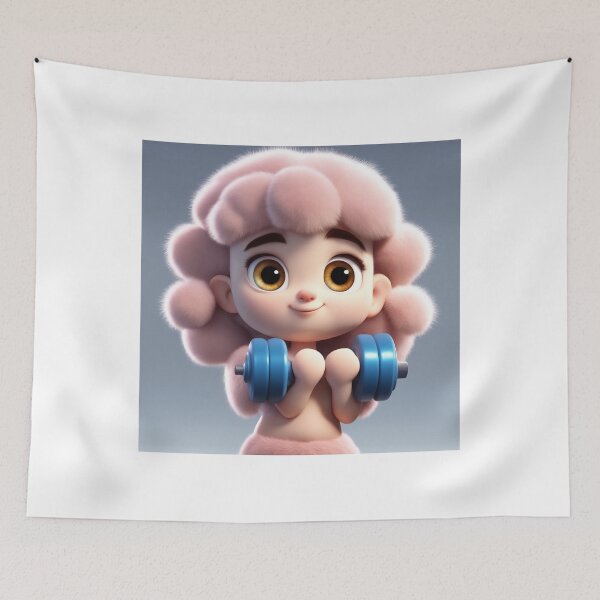 Item preview, Cute Girl Lifting Dumbbell Cartoon Vector Icon designed and sold by hjian8219.