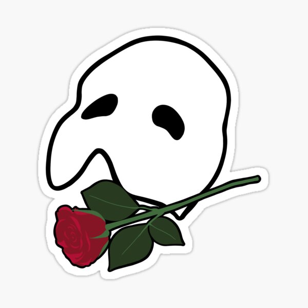 Item preview, Phantom of the Opera Mask and Rose (white/black outline) designed and sold by moonisfalling.
