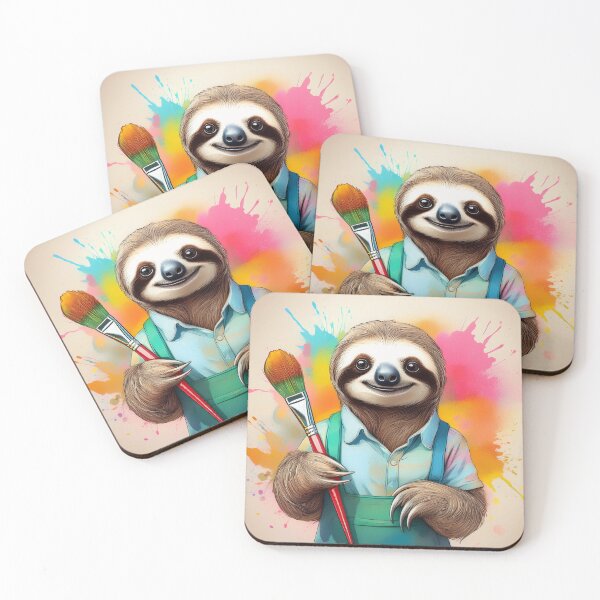 Item preview, Sloth Art Teacher holding a paintbrush with slatter designed and sold by JessicaHuffArt.