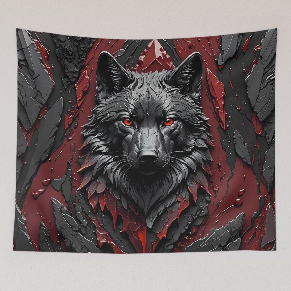 Item preview, Black and Red Crystal Wolf, Ai Generated Art  designed and sold by ACC .