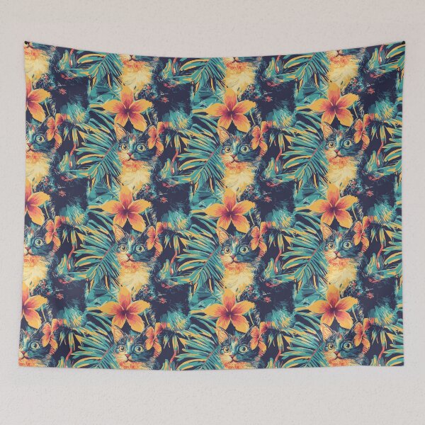 Item preview, Wallace the Cat Themed Hawaiian Shirt - Tropical Feline Fun designed and sold by zwrohn.