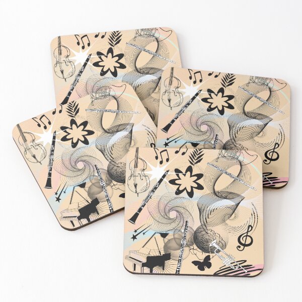 Item preview, A Collage of Musical Instruments on Tan & Black designed and sold by BrightrDayMusicArt.