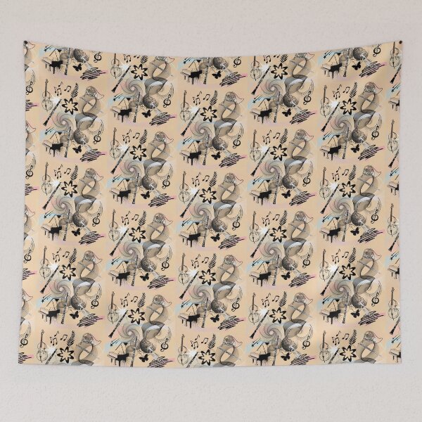 Item preview, A Collage of Musical Instruments on Tan & Black designed and sold by BrightrDayMusicArt.
