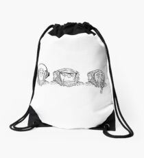 Hear Evil, See Evil, Speak Evil Drawstring Bag