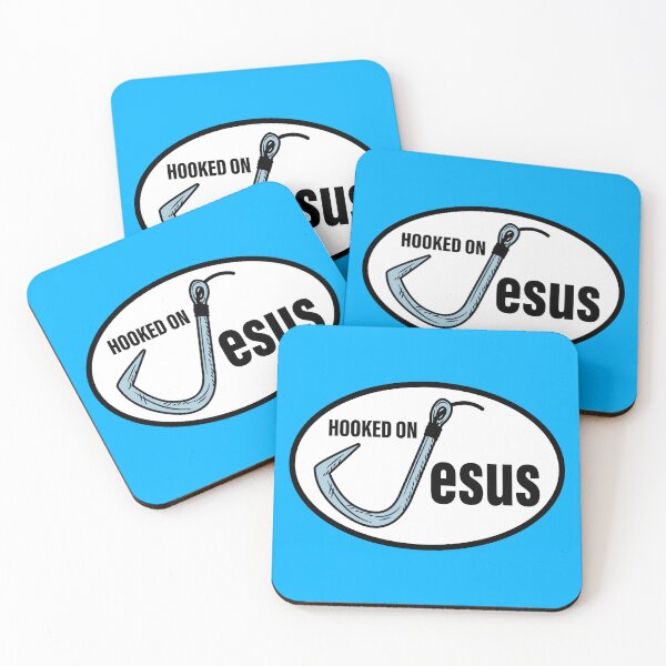 Item preview, Hooked on Jesus Oval Sticker designed and sold by BlueSkyTheory.
