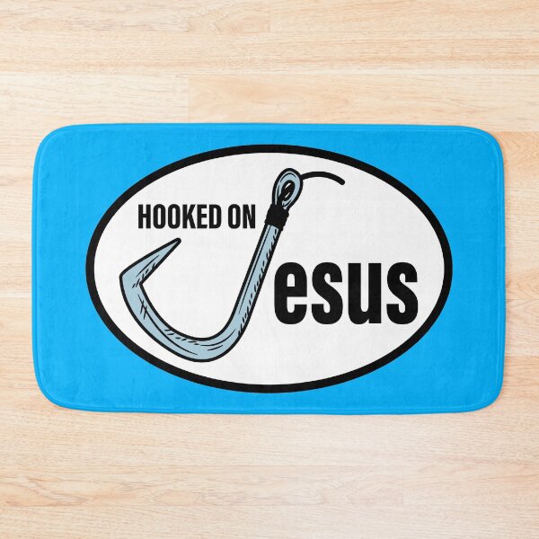 Item preview, Hooked on Jesus Oval Sticker designed and sold by BlueSkyTheory.
