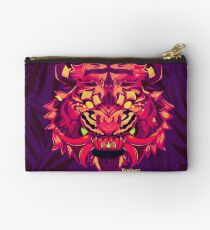 Tiger with Dragon Fangs - Red Zipper Pouch