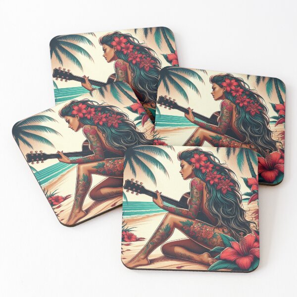 Item preview, GODDESS OF THE TROPICS - Scarlet Guitar Goddess designed and sold by GoddessTropics.