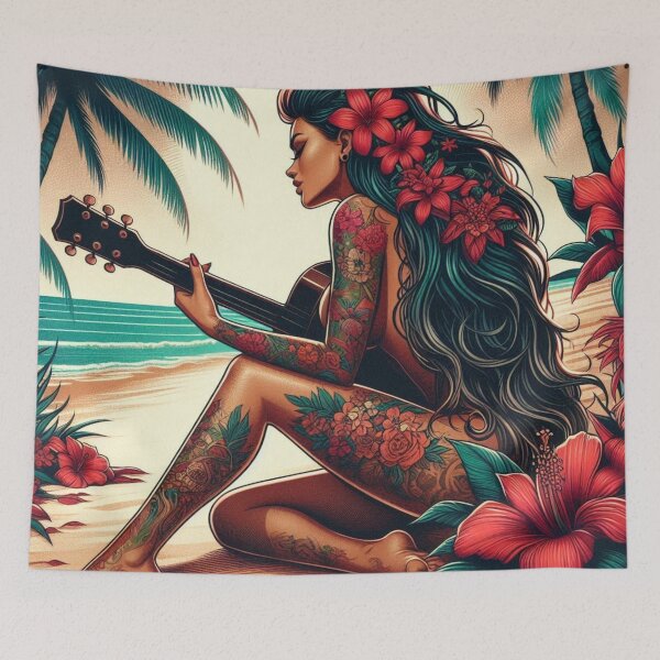 Item preview, GODDESS OF THE TROPICS - Scarlet Guitar Goddess designed and sold by GoddessTropics.