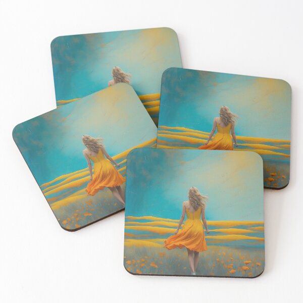 Item preview, Vivid painting of Girl in Orange dress designed and sold by UmagineArts.