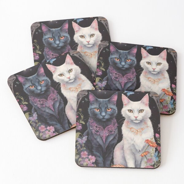 Item preview, The Gothic Garden “Black & White Cats” designed and sold by UnicornAndRaven .
