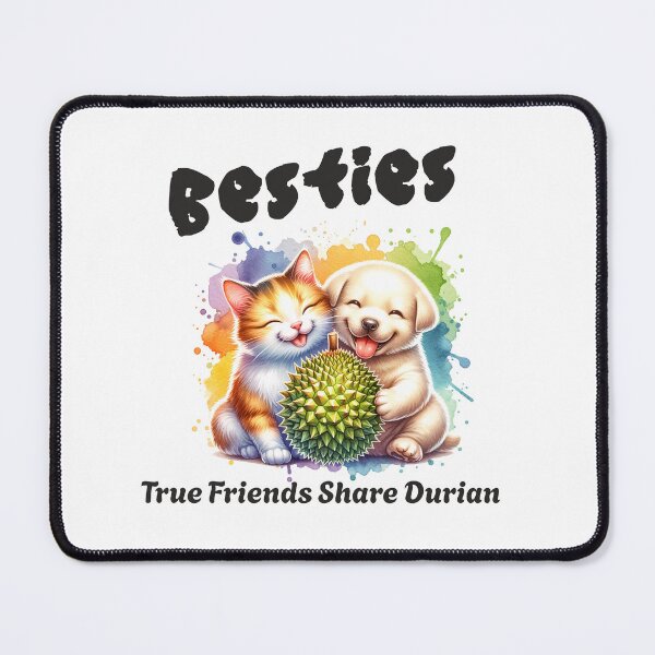 Item preview, True Friends Share Durian - Cute Cat and Dog Design designed and sold by DurianCraze.