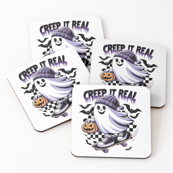Item preview, Creep It Real Skateboarding Ghost Holding Pumpkin basketball designed and sold by Zynfy Designs.