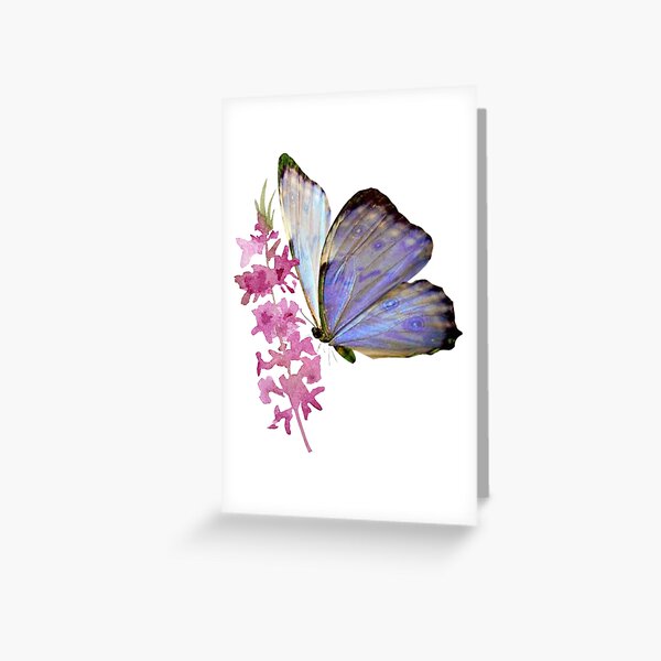 Item preview, blue butterfly with purple flower designed and sold by sherlockcshirt.