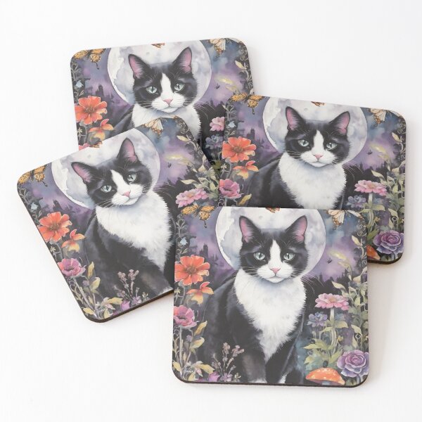 Item preview, The Gothic Garden “Black & White Tuxedo Cat” designed and sold by UnicornAndRaven .