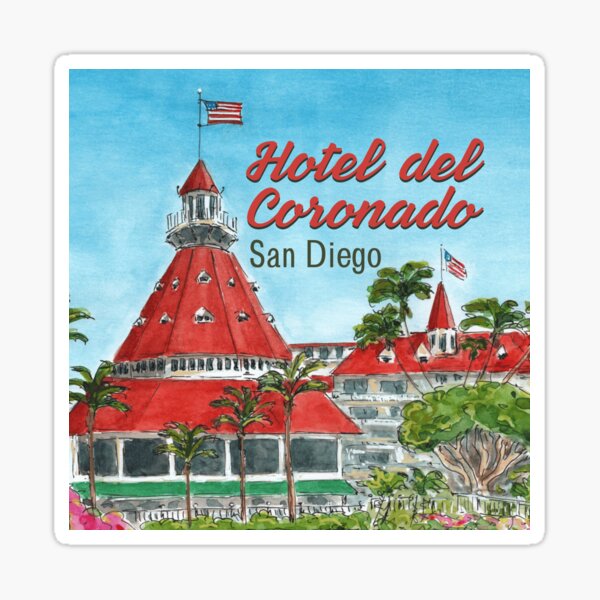 Artikel-Vorschau von Hotel del Coronado San Diego – Lustige kalifornische Kunst, designt und verkauft von Fun Travel Art.