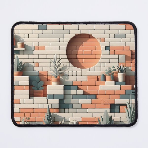 Item preview, Geometric Plant Wall - Abstract Brick Art designed and sold by CitrineLinker.