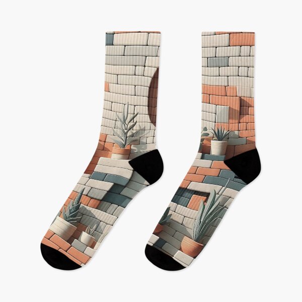 Item preview, Geometric Plant Wall - Abstract Brick Art designed and sold by CitrineLinker.
