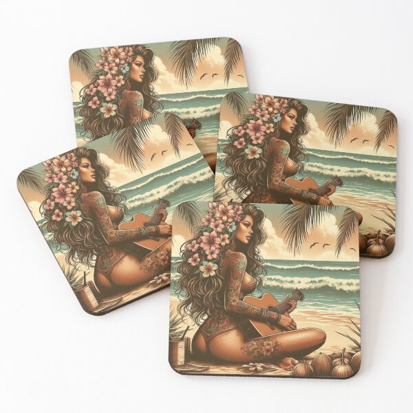 Item preview, GODDESS OF THE TROPICS - Tan Guitar Goddess designed and sold by GoddessTropics.