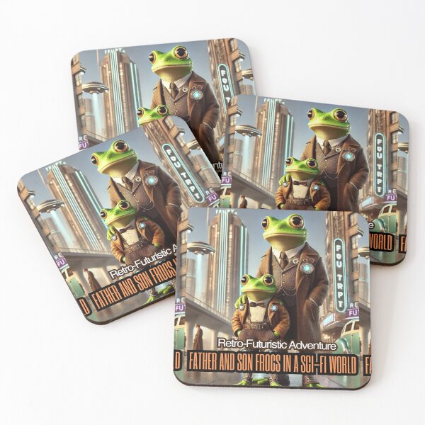 Item preview, Retro-Futuristic Adventure: Father and Son Frogs in a Sci-Fi World designed and sold by alkareem-ca.