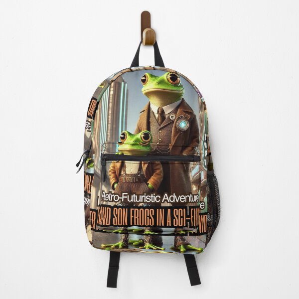 Item preview, Retro-Futuristic Adventure: Father and Son Frogs in a Sci-Fi World designed and sold by alkareem-ca.