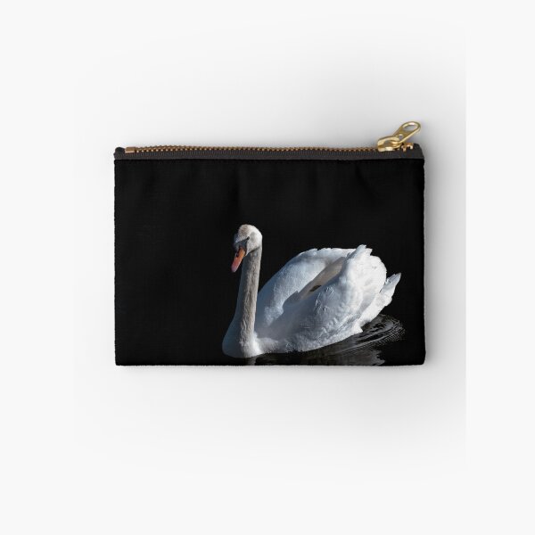 Item preview, White mute swan on black background designed and sold by LindaCooke.