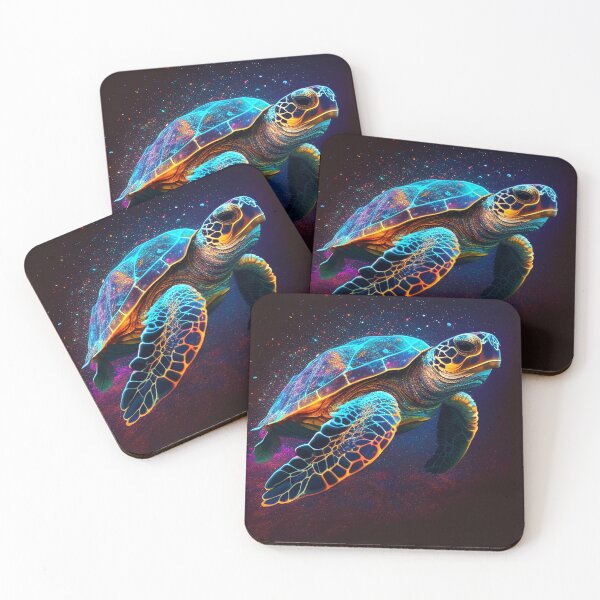 Item preview, Neon sea turtles swimming in the sea designed and sold by SheldonLin.