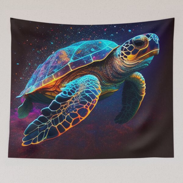 Item preview, Neon sea turtles swimming in the sea designed and sold by SheldonLin.