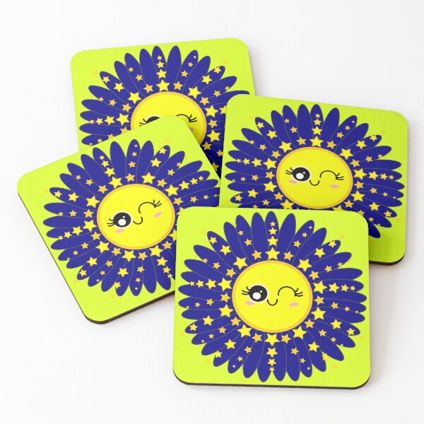 Item preview, Sunny Chamomile Flower Shining Star dark blue designed and sold by HoppRock.