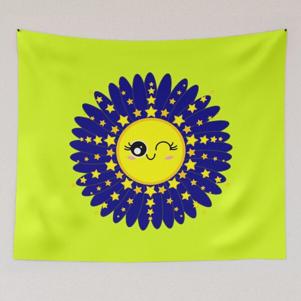 Item preview, Sunny Chamomile Flower Shining Star dark blue designed and sold by HoppRock.